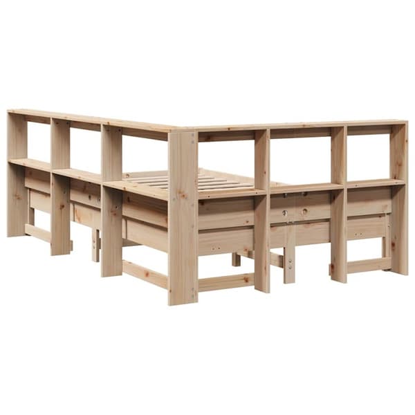 vidaXL Seng med bokhylle uten madrass 120x190 cm heltre furu