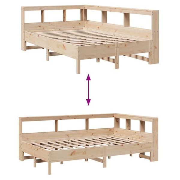 vidaXL Seng med bokhylle uten madrass 120x190 cm heltre furu