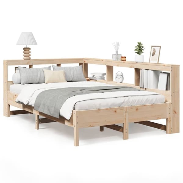 vidaXL Seng med bokhylle uten madrass 120x190 cm heltre furu