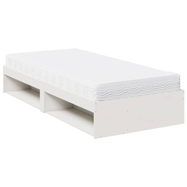 vidaXL Dagseng med madrass hvit 80x200 cm heltre furu
