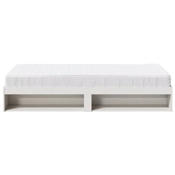 vidaXL Dagseng med madrass hvit 80x200 cm heltre furu