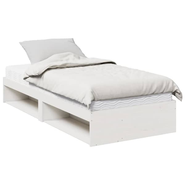 vidaXL Dagseng med madrass hvit 80x200 cm heltre furu