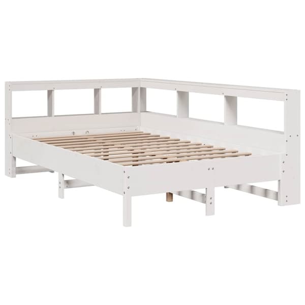 vidaXL Seng med bokhylle uten madrass hvit 120x190 cm heltre furu
