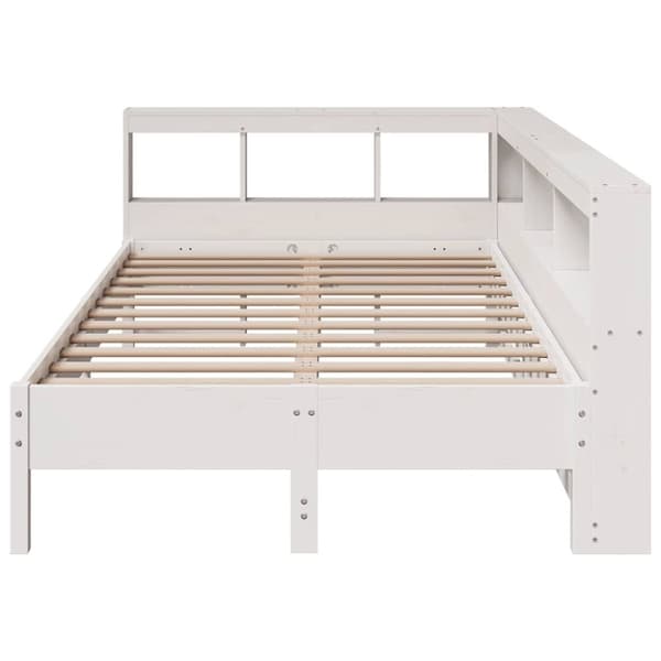 vidaXL Seng med bokhylle uten madrass hvit 120x190 cm heltre furu