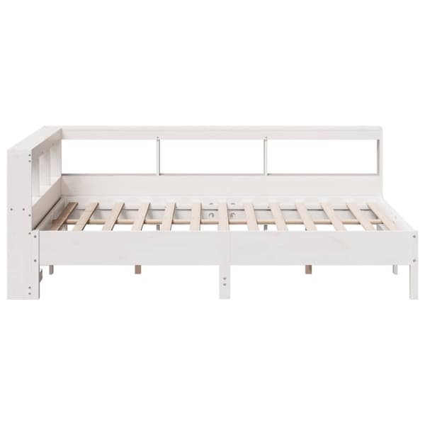 vidaXL Seng med bokhylle uten madrass hvit 120x190 cm heltre furu