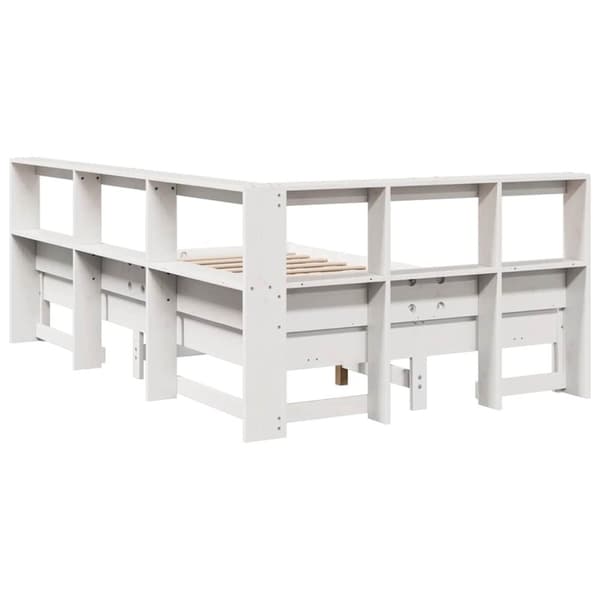 vidaXL Seng med bokhylle uten madrass hvit 120x190 cm heltre furu
