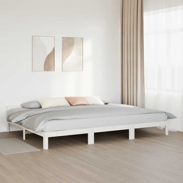 vidaXL Perhesängyn runko ilman patjaa valkoinen 240x200 cm