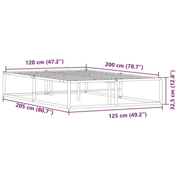 vidaXL Sängynrunko ilman patjaa Valkoinen 120x200 cm Metallia
