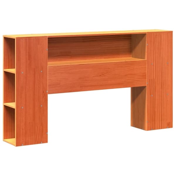 vidaXL Seng med bokhylle uten madrass voksbrun 135x190 cm heltre furu