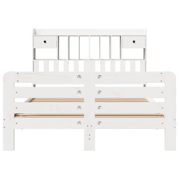 vidaXL Seng med bokhylle uten madrass hvit 140x190 cm heltre furu