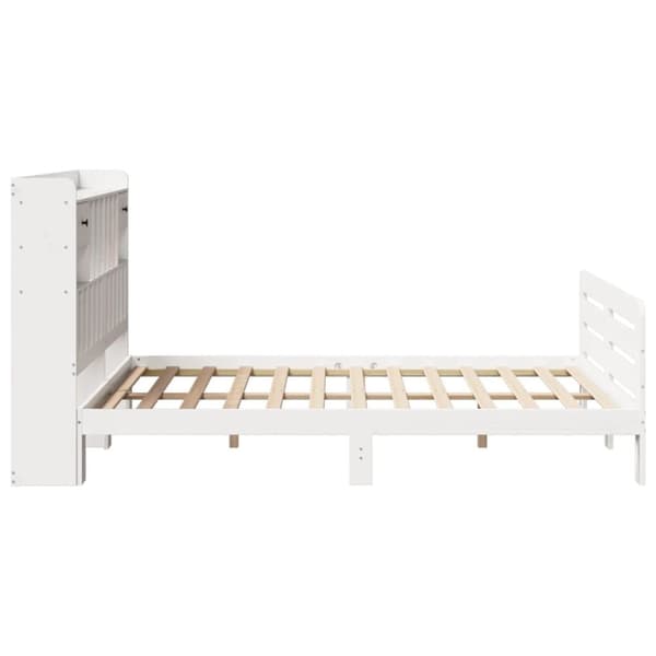 vidaXL Seng med bokhylle uten madrass hvit 140x190 cm heltre furu