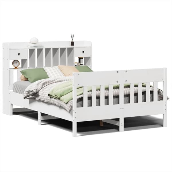 vidaXL Sängram utan madrass vit 160x200 cm massiv furu