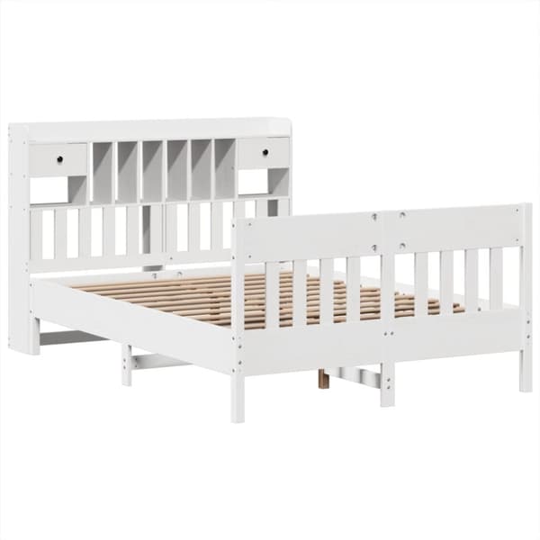 vidaXL Sängram utan madrass vit 160x200 cm massiv furu