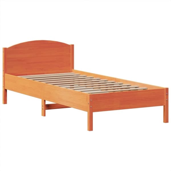 vidaXL Sänky/kirjahylly ilman patjaa vahanruskea 90x200 cm täysi mänty