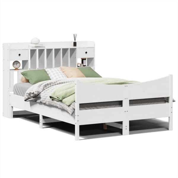 vidaXL sengeramme uden madras 150x200 cm massivt fyrretræ hvid