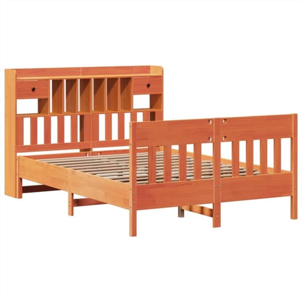 vidaXL Sengeramme uten madrass voksbrun 140x200 cm heltre furu