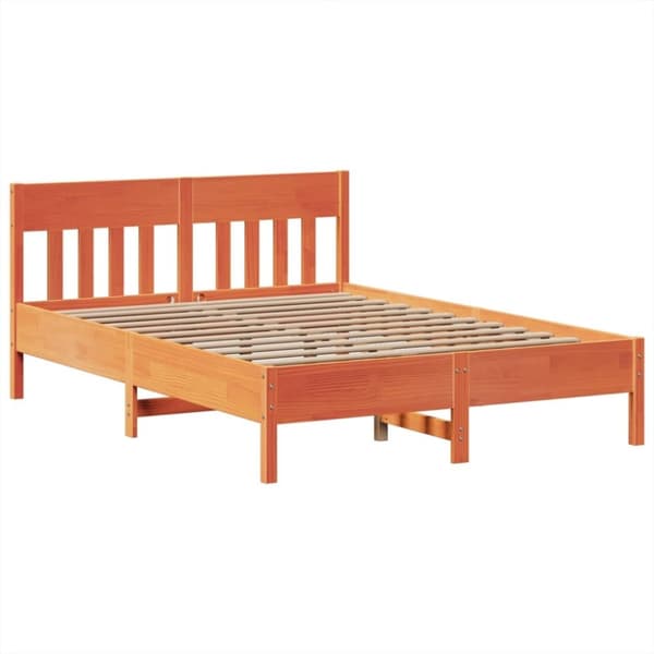 vidaXL Sengeramme uten madrass voksbrun 140x200 cm heltre furu