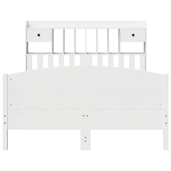 vidaXL Seng med bokhylle uten madrass hvit 140x200 cm heltre furu
