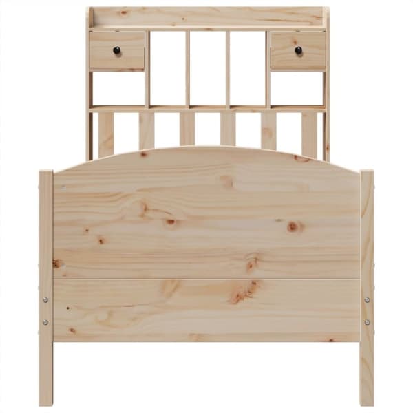 vidaXL Seng med bokhylle uten madrass 75x190 cm heltre furu