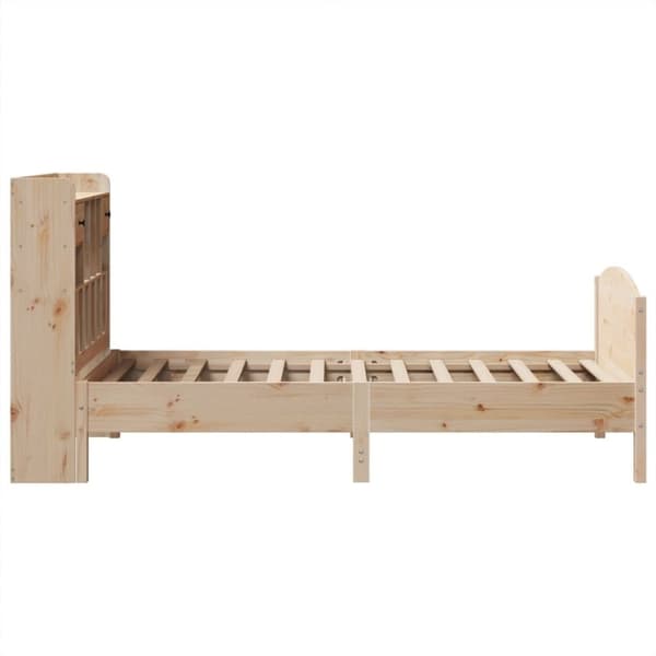vidaXL Seng med bokhylle uten madrass 75x190 cm heltre furu