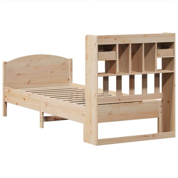vidaXL Seng med bokhylle uten madrass 75x190 cm heltre furu