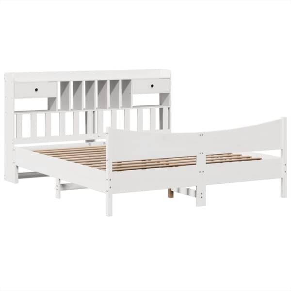 vidaXL sengeramme uden madras 200x200 cm massivt fyrretræ hvid