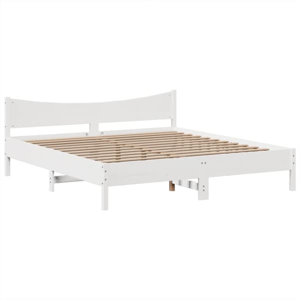 vidaXL sengeramme uden madras 200x200 cm massivt fyrretræ hvid