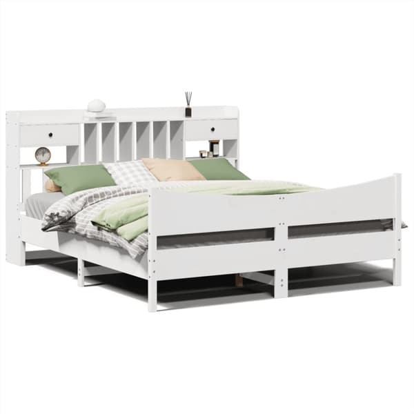 vidaXL sengeramme uden madras 200x200 cm massivt fyrretræ hvid