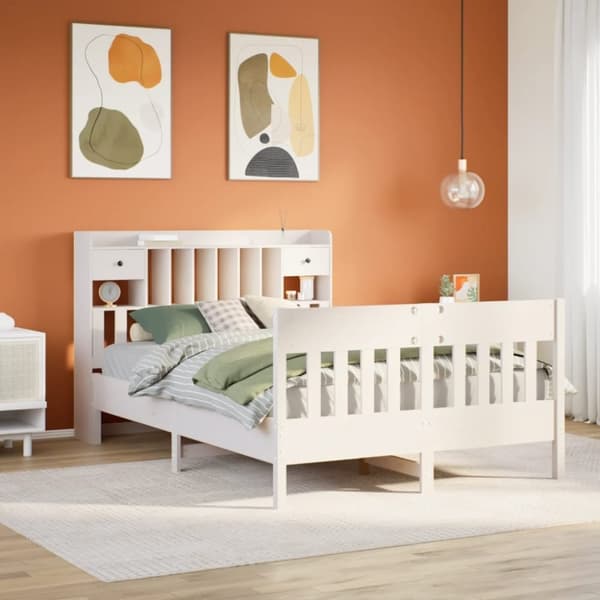 vidaXL Sengeramme uten madrass hvit 140x190 cm heltre furu