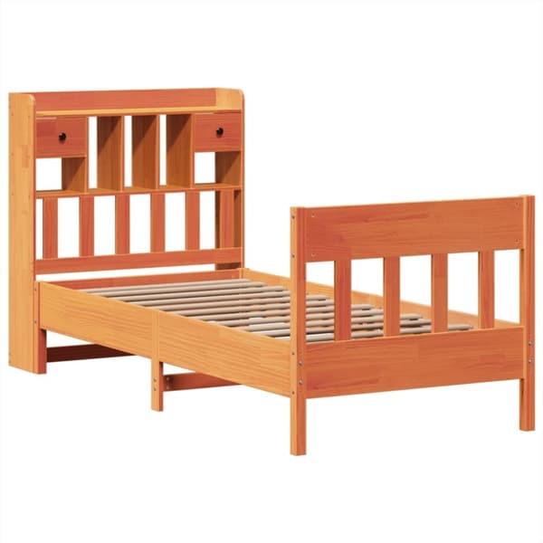 vidaXL Sengeramme uten madrass voksbrun 75x190 cm heltre furu