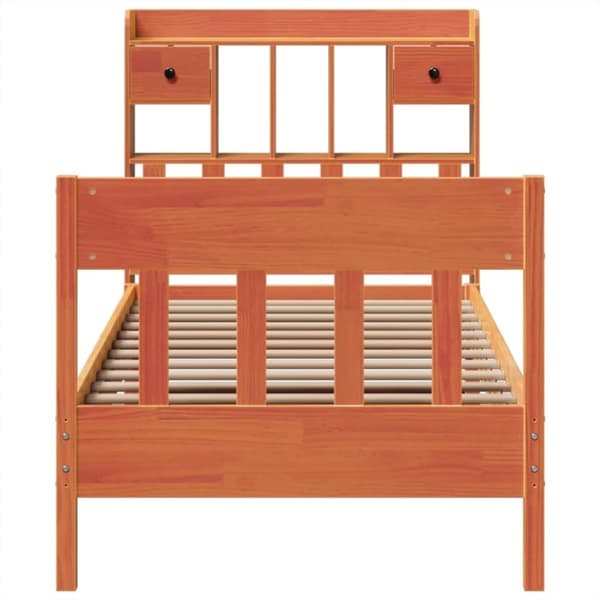 vidaXL Sengeramme uten madrass voksbrun 75x190 cm heltre furu