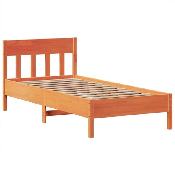 vidaXL Sengeramme uten madrass voksbrun 75x190 cm heltre furu