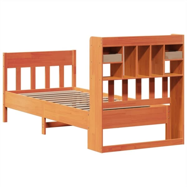 vidaXL Sengeramme uten madrass voksbrun 75x190 cm heltre furu