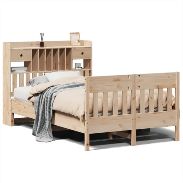 vidaXL Sengeramme uten madrass hvit 135x190 cm heltre furu