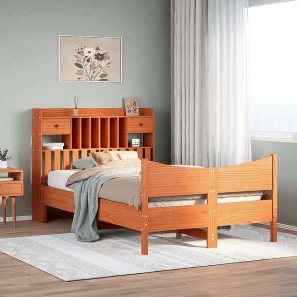 vidaXL Sengeramme uten madrass brun 135x190 cm heltre furu
