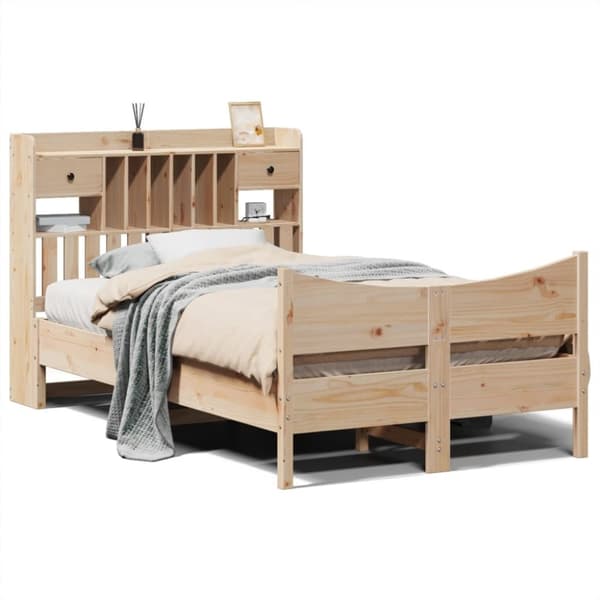 vidaXL Sengeramme uten madrass hvit 135x190 cm heltre furu