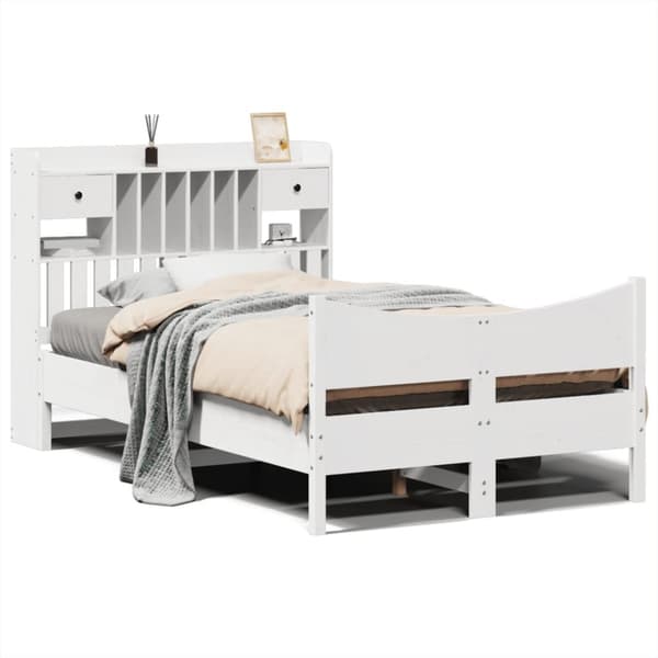 vidaXL Sengeramme uten madrass hvit 135x190 cm heltre furu