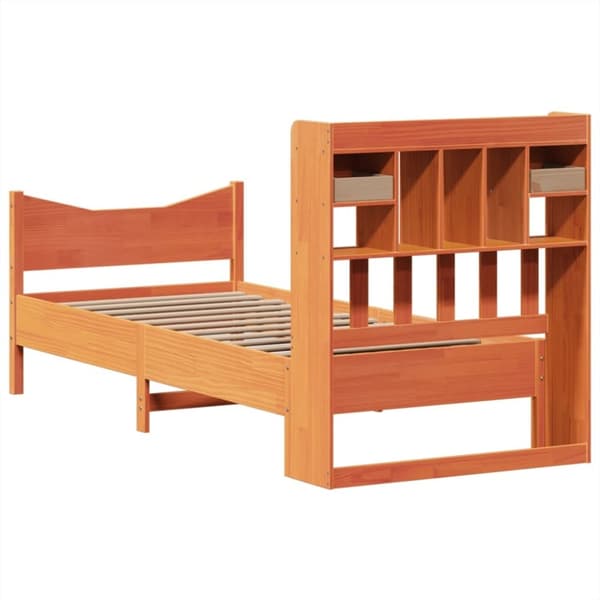 vidaXL Sengeramme uten madrass voksbrun 90x200 cm heltre furu