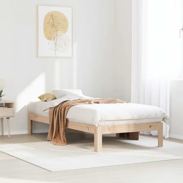 vidaXL Sengeramme uten madrass 90x200 cm heltre furu