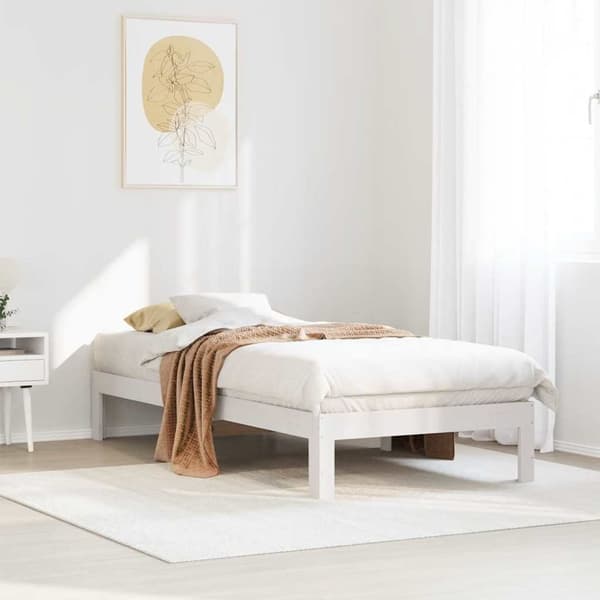 vidaXL Sengeramme uten madrass hvit 90x200 cm heltre furu