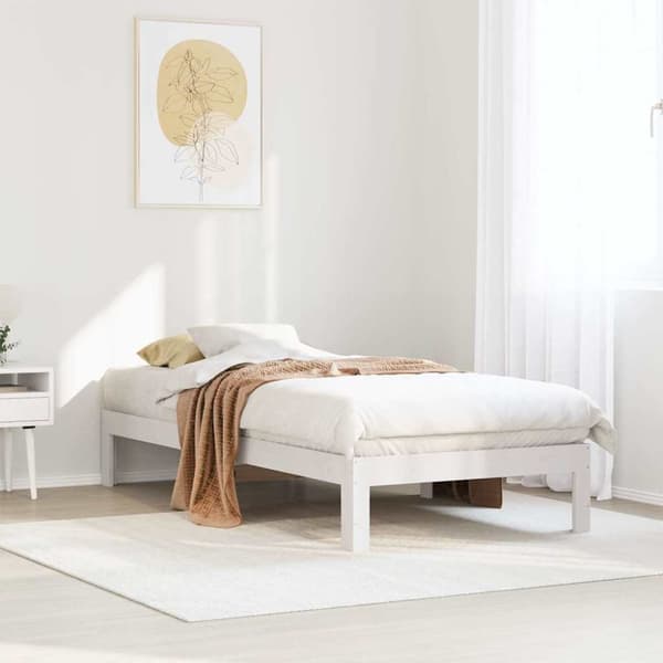 vidaXL Sängynrunko ilman patjaa valkoinen 80x200 cm täysi mänty