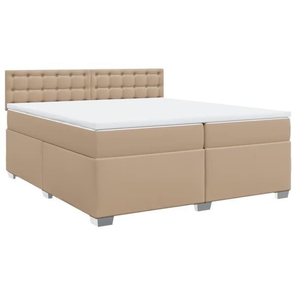 vidaXL kontinentalseng 200x200 cm kunstlæder cappuccinofarvet