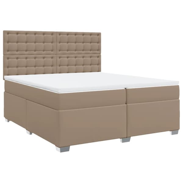 vidaXL kontinentalseng 200x200 cm kunstlæder cappuccinofarvet