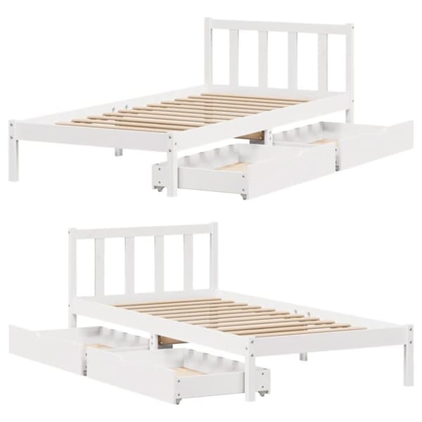 vidaXL Sengeramme uten madrass hvit 75x190 cm heltre furu