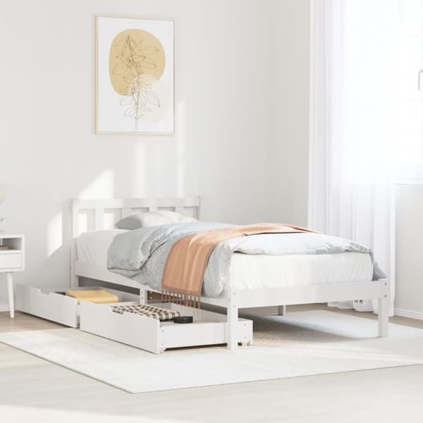 vidaXL Sengeramme uten madrass hvit 75x190 cm heltre furu