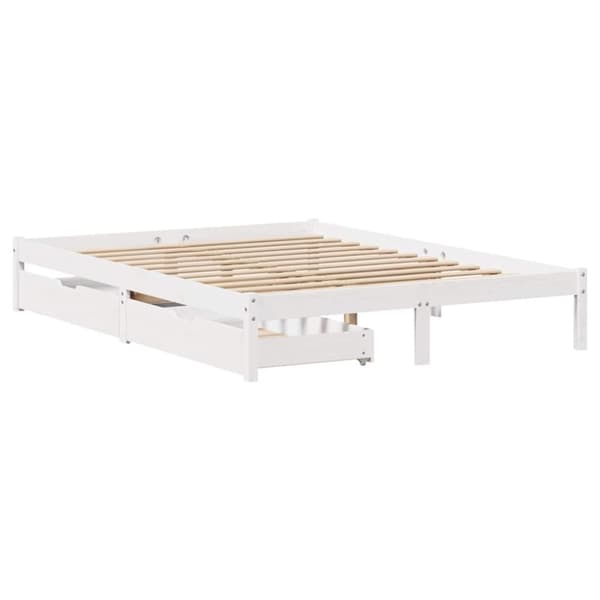 vidaXL Sengeramme uten madrass hvit 135x190 cm heltre furu