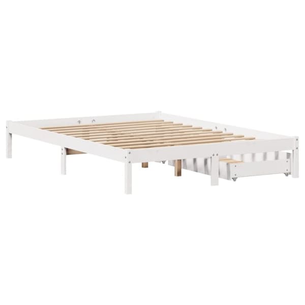 vidaXL Sengeramme uten madrass hvit 135x190 cm heltre furu