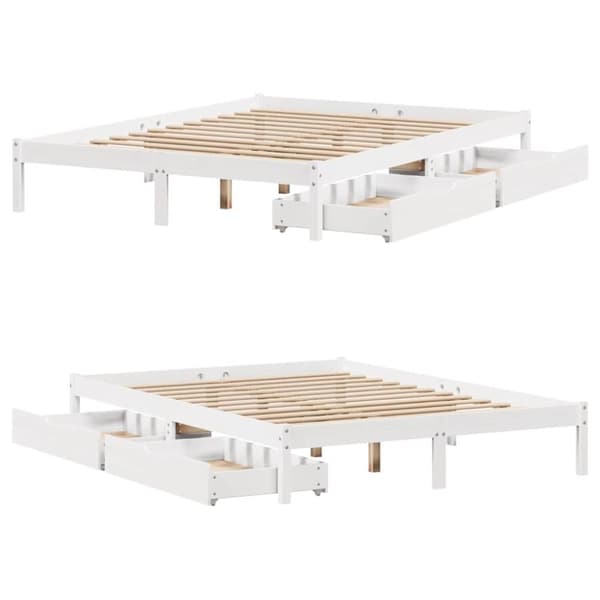 vidaXL Sengeramme uten madrass hvit 135x190 cm heltre furu