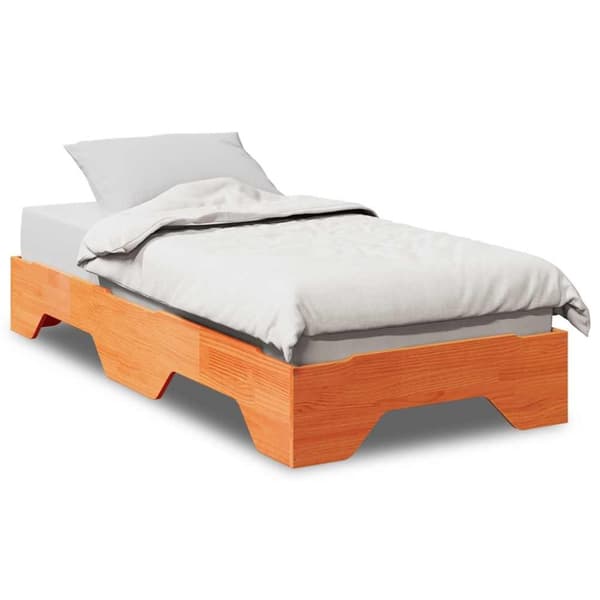 vidaXL Sengeramme uten madrass stablebare voksbrun 90x190 cm heltre