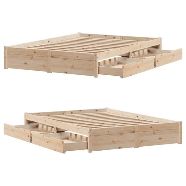 vidaXL sengeramme uden madras 140x190 cm massivt fyrretræ